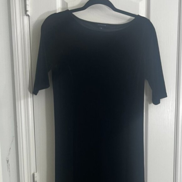 Lands' End Black Stretch Velvet Dress Sz S - Picture 3 of 4